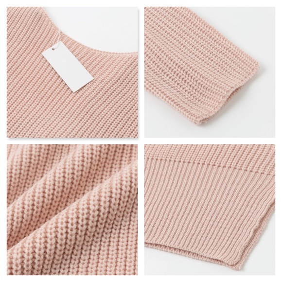 Keyhole Back Tie Pink Sweater Dress - Picture 14 of 16